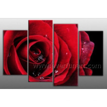 Modern Handmade Flower Oil Painting Beautiful Red Rose Oil Painting on Canvas (FL4-106)